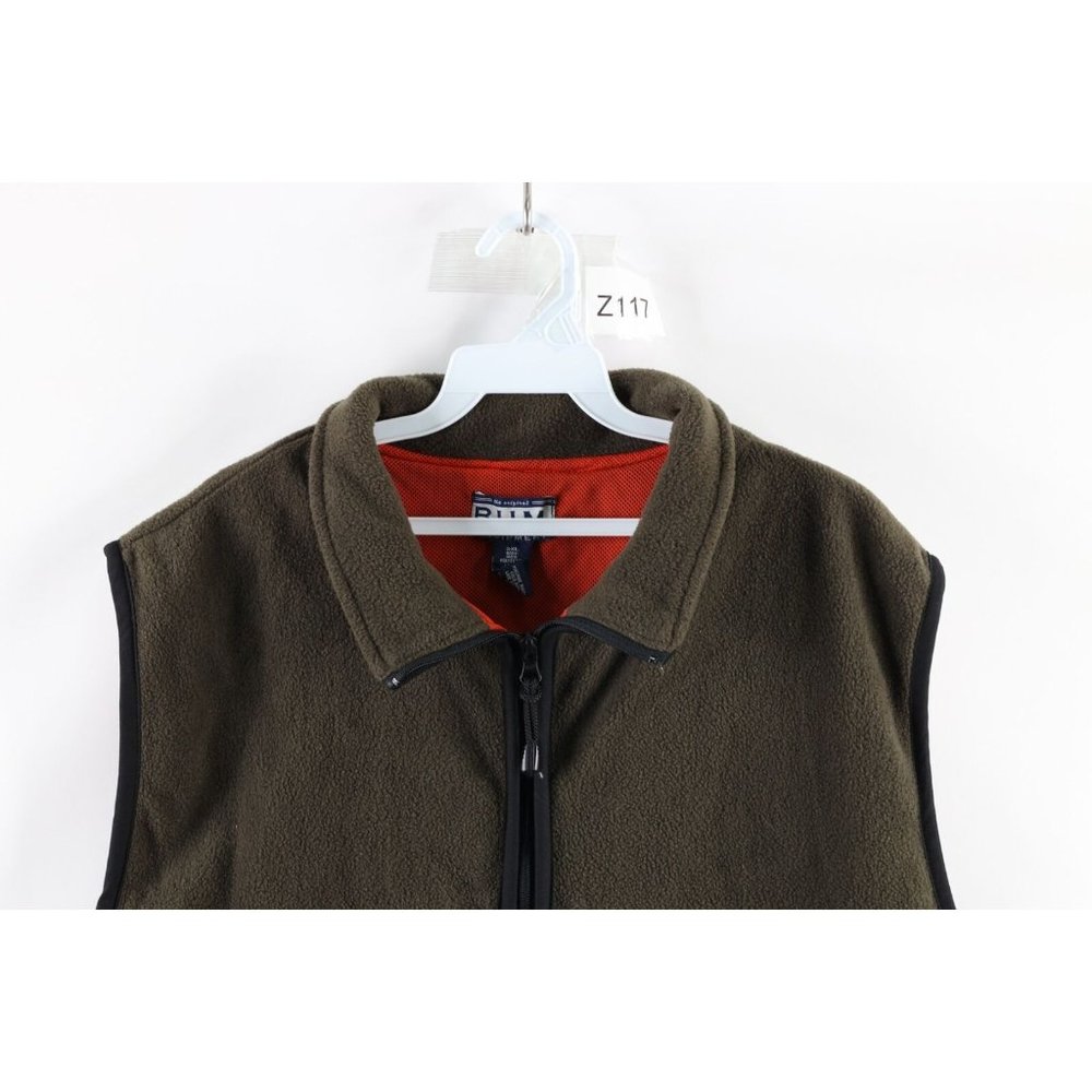 Vintage 90s Streetwear Mens 2XL XXL Full Zip Fleece Vest Jacket Olive Green - Picture 2 of 8